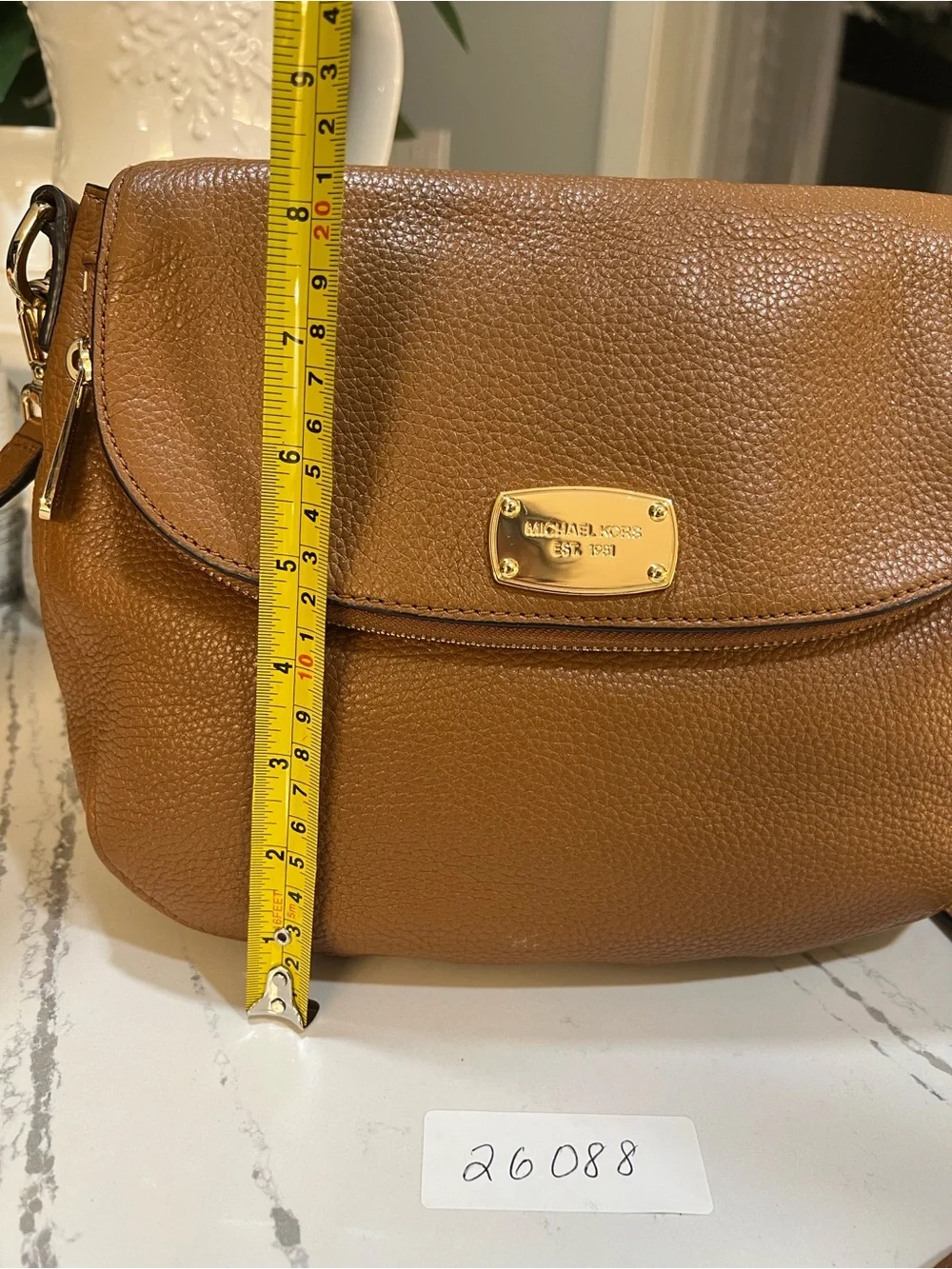 Michael Kors Bedford Brown Pebbled Leather Shoulder Bag with Tassel